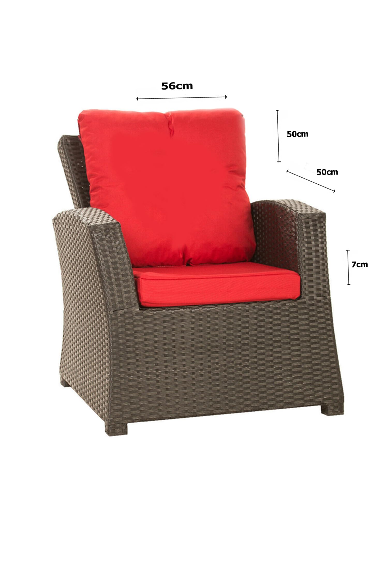 SET Coussins de jardin en rotin 4-5 places – Pour canapé, chaise à bascule et salon, confortables pour intérieur et extérieur, polyester - imperméable (rouge, 160x60x50 cm / 2x 50x56 cm)