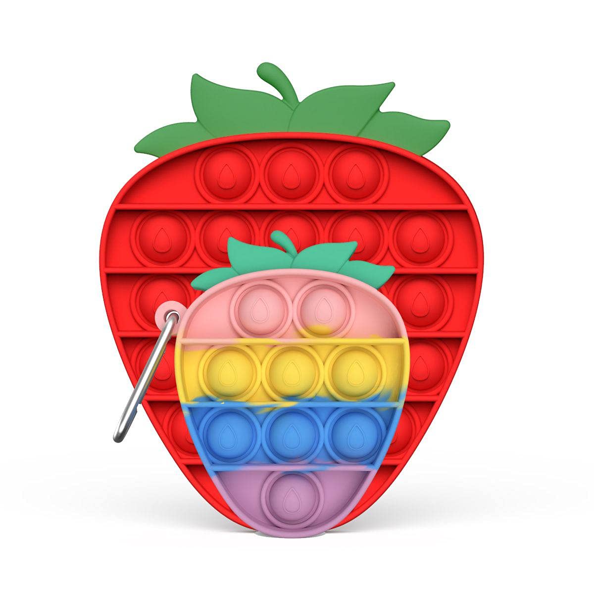 Galactic 2in 1 Pop It Fidget Toys, kichan Push Pop Bubble Fidget Sensory Toy,Autism Silicone Great Fidget Toy Sensory Toys Novelty Gifts for Adults(Multi Color)(Strawberry) (8751)