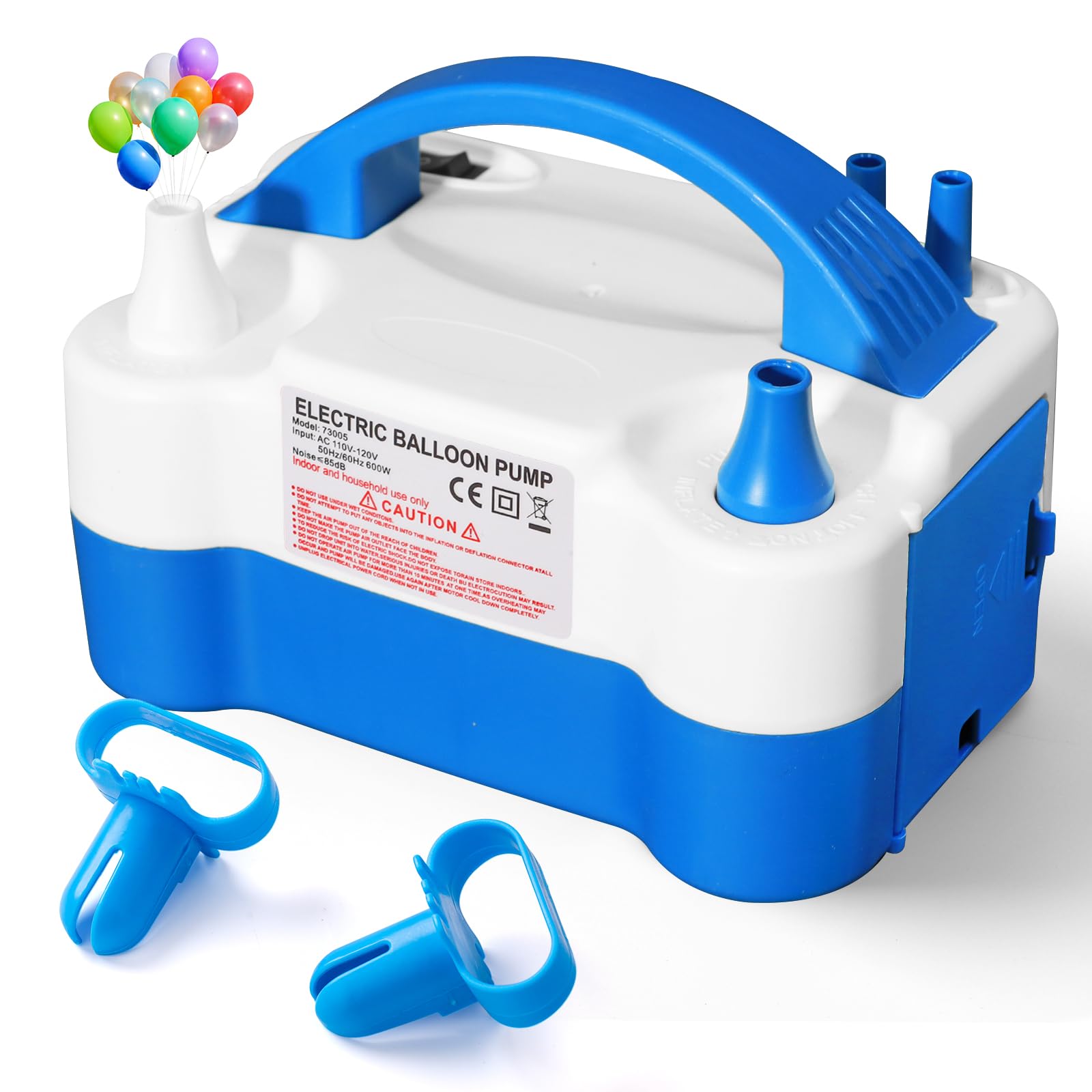 Balloon Pump Electric, Portable Automatic Dual Nozzle Inflator 110V 600W with Tying Tools for Birthday Gender Reveal Baby Shower Balloons Party Decorations