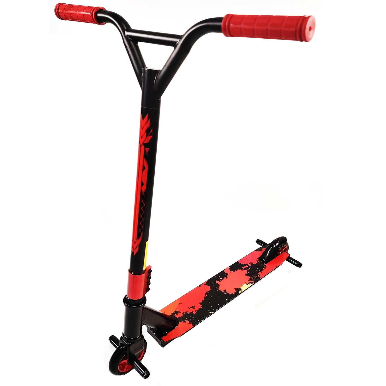 Rexco Stunt Scooter Childrens Kids Adults Fixed Bar Pro Push Kick 360 Degree Wheel Trick Street (Red)