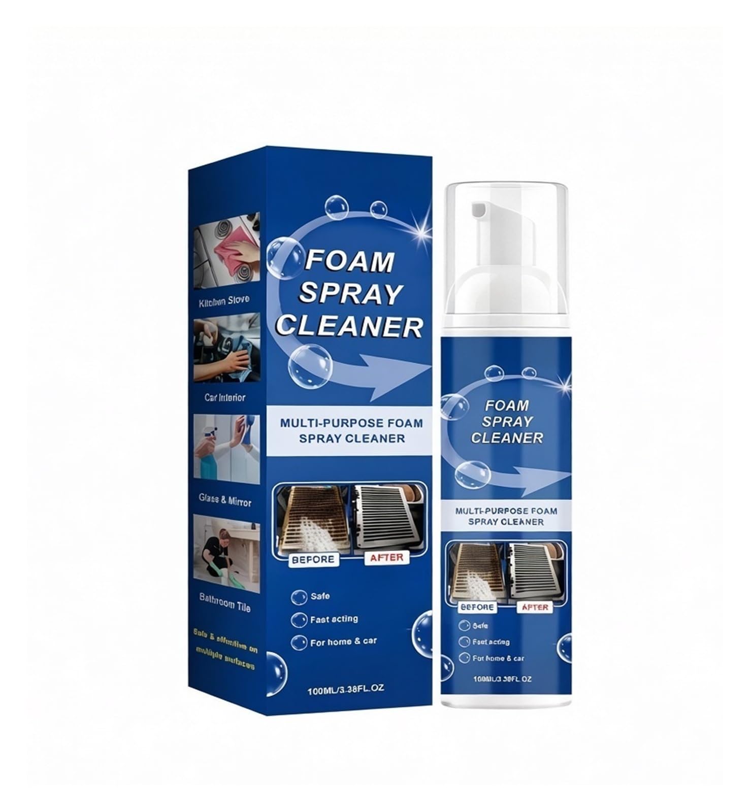 Limpiador en espuma multiusos 100ml | Agente de limpieza suave for las manchas cotidianas de encimeras y paredes del hogar.(3pcs)