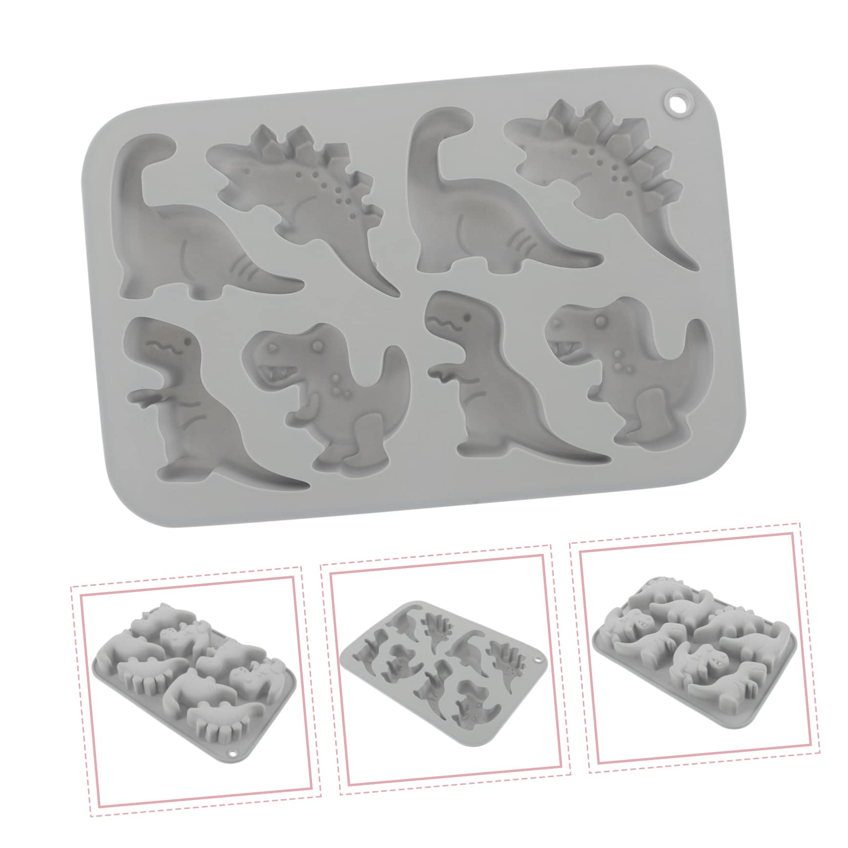 Amosfun 5St Dinosaurier-Silikonform pralinen silikonform dino silikonform tierische Süßigkeitenform Schokolade backen Cookie-Tablett Keksformen Antihaft-Schokoladenform Kieselgel Grey