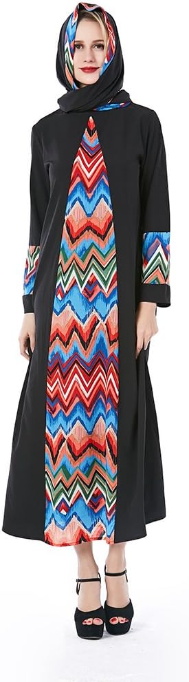 Beauty Garden Women Patchwork Muslim Wear Arab Islamic Maxi White Dress with Turban Zip in Front Centre