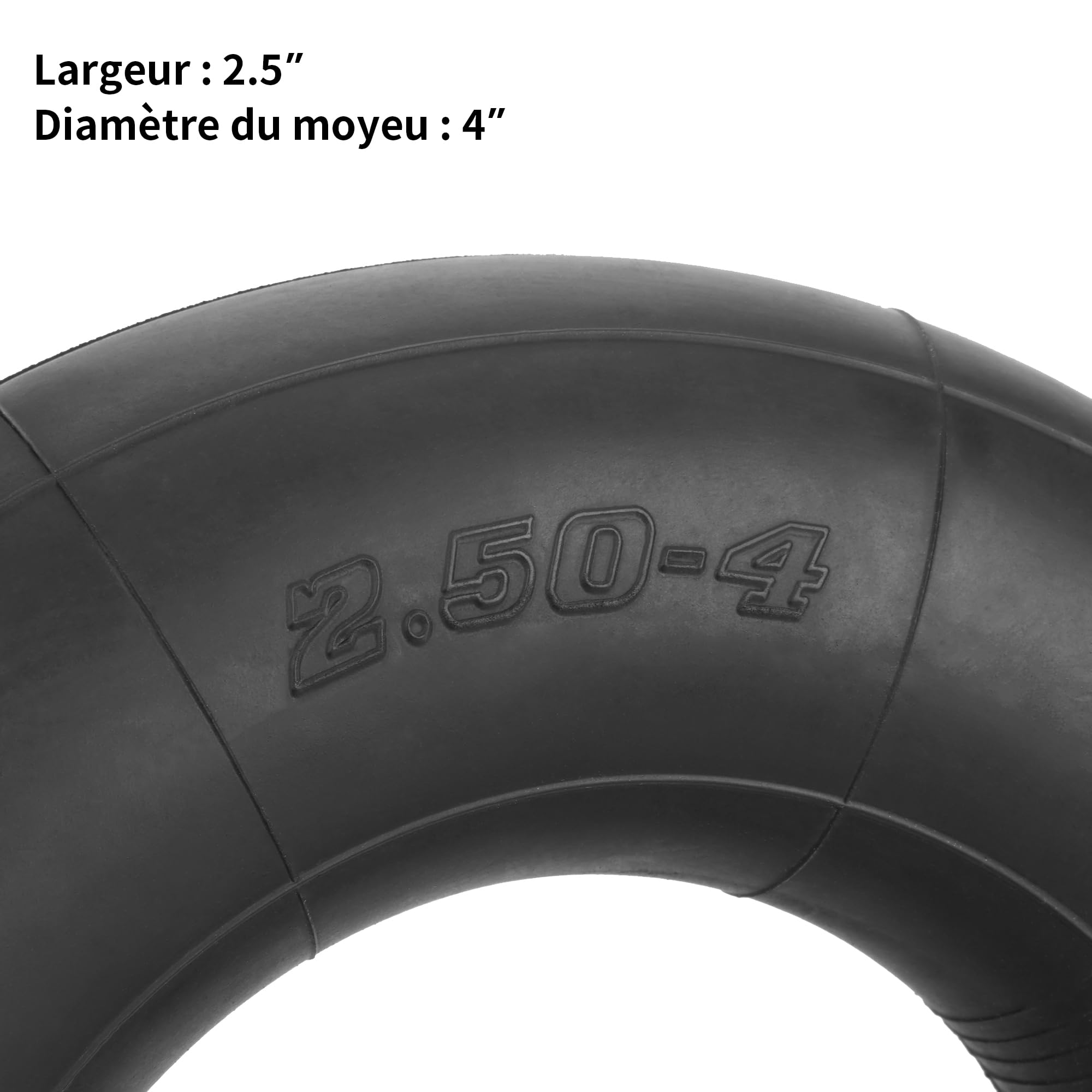 2.50-4 Chambre à air Pneu 250-4 avec tige de valve coudée TR87 pour rasoir E300, hachoir de mobilité, chariot de jardin, épandeur, scooter motorisé à 3 roues, diable