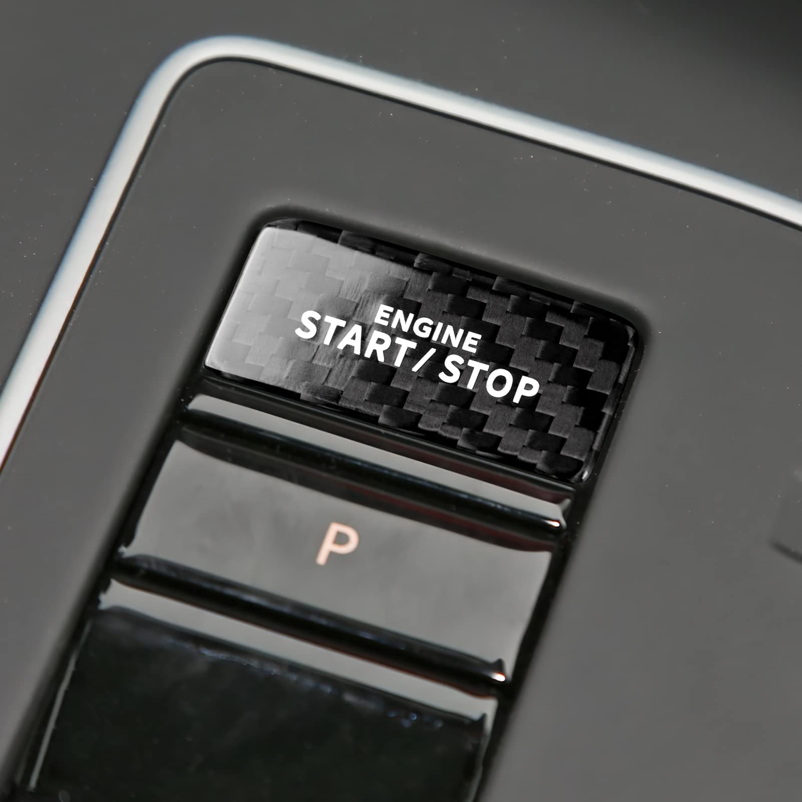 KUNGKIC Kohlefaser Auto-Motor-Start-Stopp-Schalter Zündschalter Button Aufkleber Innenbereich Trim Schutzfunktion Compatible with Volkswagen VW Golf 8 2020 2021 2022 2023 Zubehör (Schwarz)
