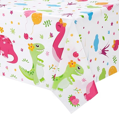 WERNNSAI Mantel con estampado de dinosaurio, 2 fundas rectangulares de plástico desechables de 108 x 54 pulgadas, para cumpleaños, baby shower,