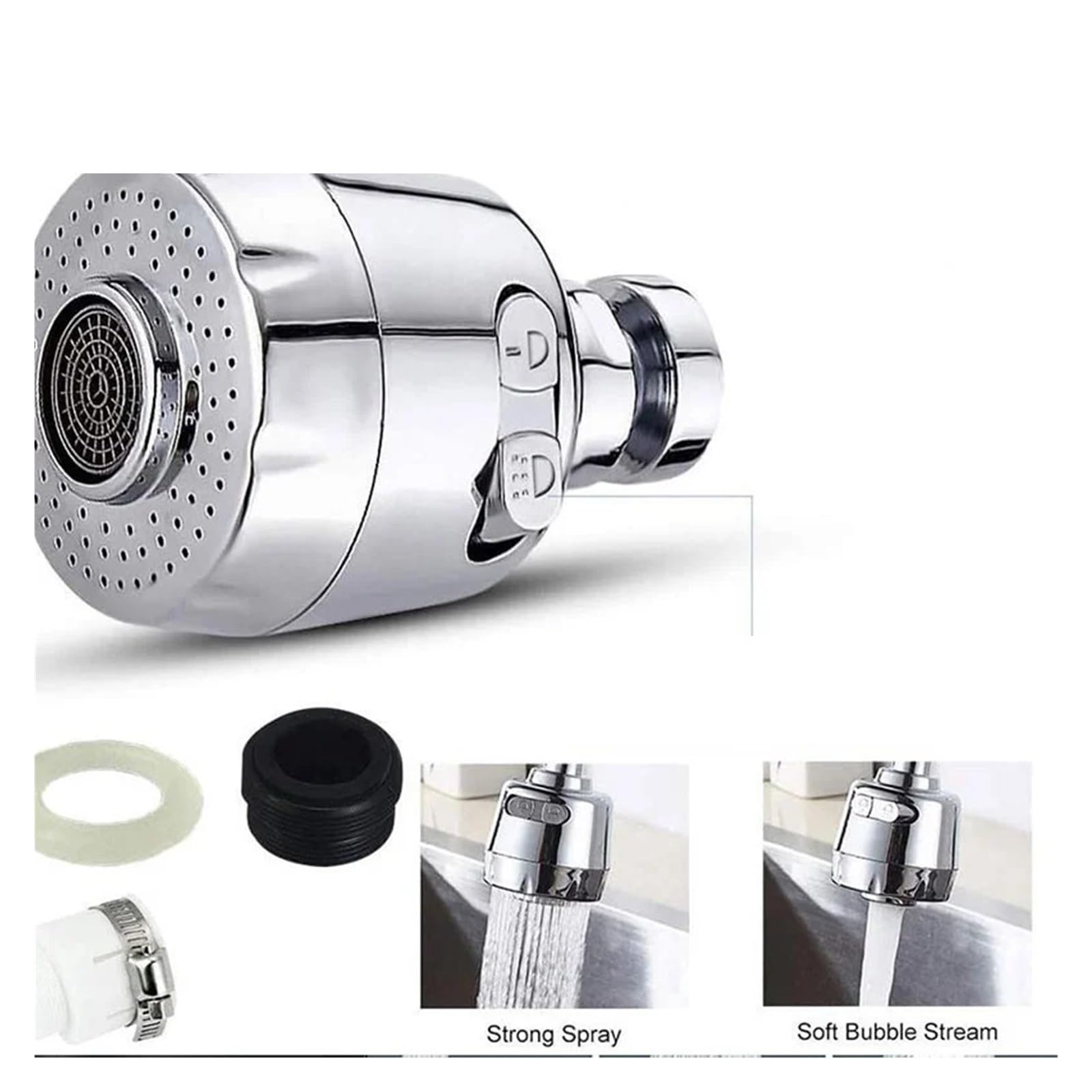 Grifo Universal de 2 uds., grifo giratorio 360 ​​grados, punta filtro, burbujeador agua, economizador, suministros cocina para Fregadero(8 * 5cm)