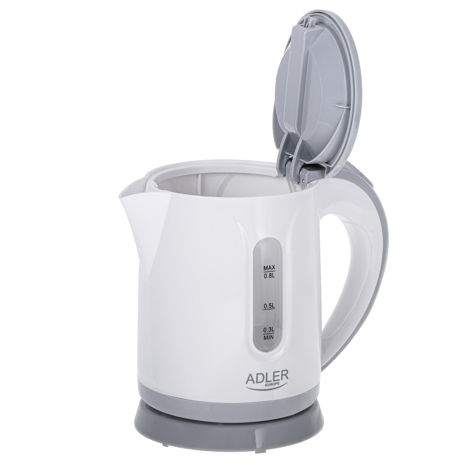 Adler AD 1371g Czajnik Elektryczny, 0.8L, Filtr Antywapienny, Obrotowa Podstawa 360°, 850W
