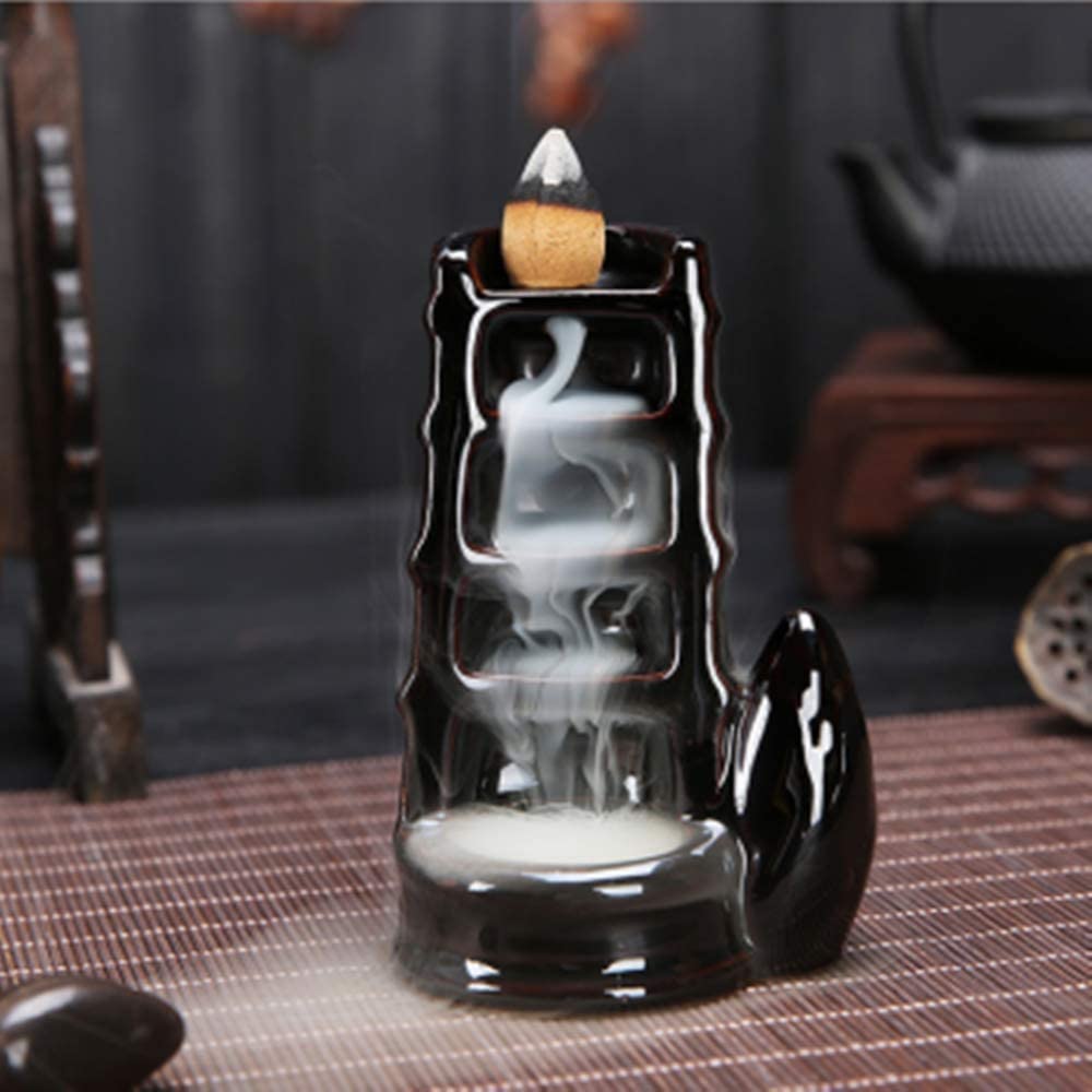 Waterfall Incense, Ceramic Backflow Stick Holder Tower Incense Aromatherapy,for Home Office Yoga Ornament (#5)