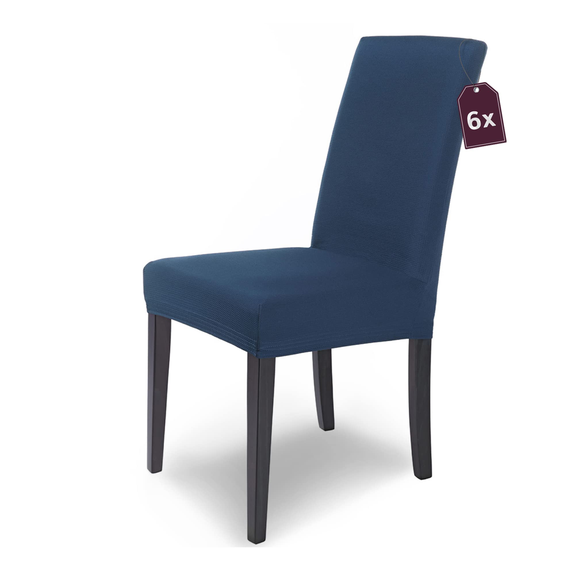 Scheffler Home Stuhlhussen Blau 6er Set Stretch Mia Schwingstühle | Blickdichte Microfaser-Stuhlbezüge, waschbar und pflegeleicht, für Freischwinger und Esszimmerstühle, Öko-Tex zertifiziert