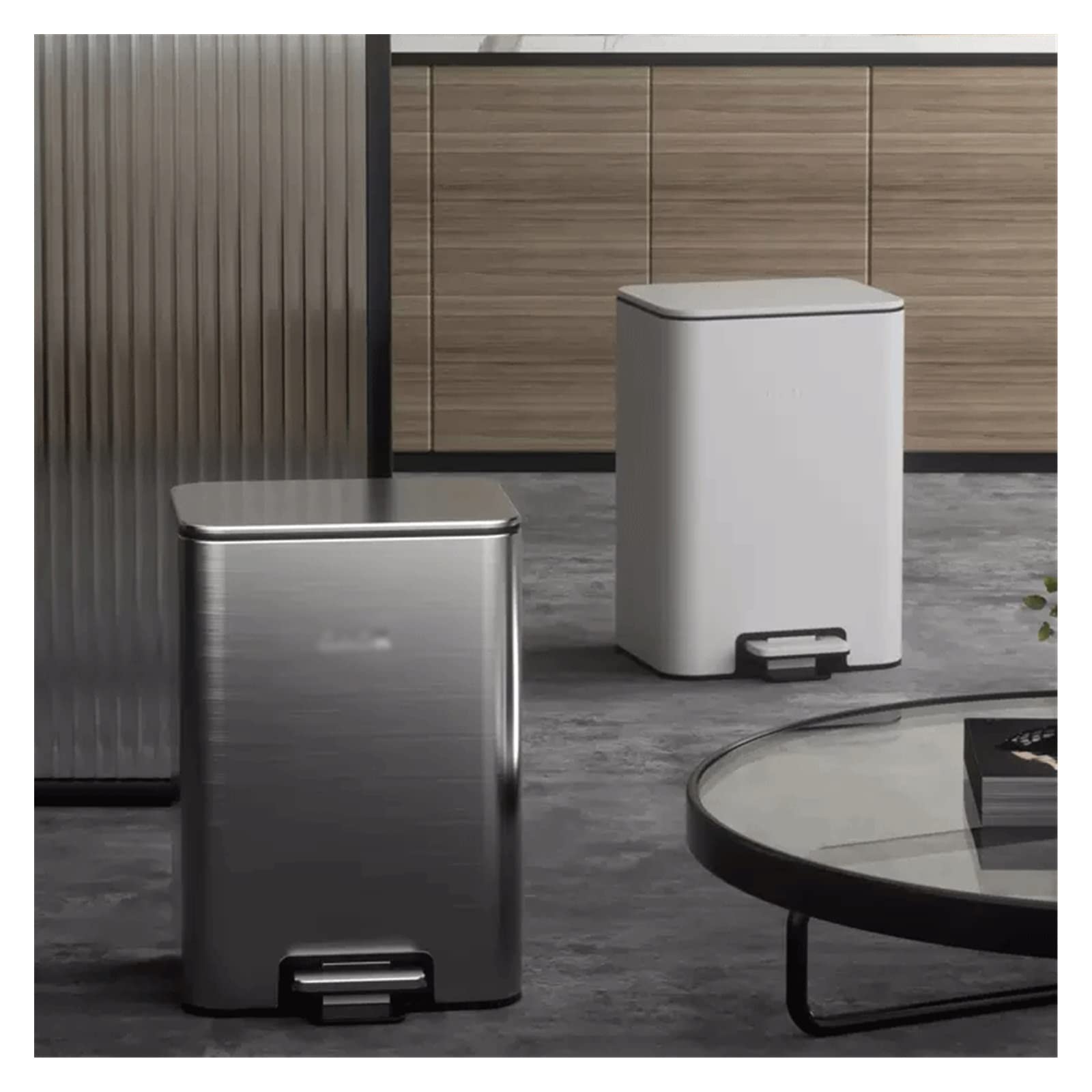 Domestico Cestino for la carta straccia for ufficio, soggiorno, camera da letto, for uso domestico, 8 l/12 l/15 l, con coperchio Cestino(Bianco,15l)
