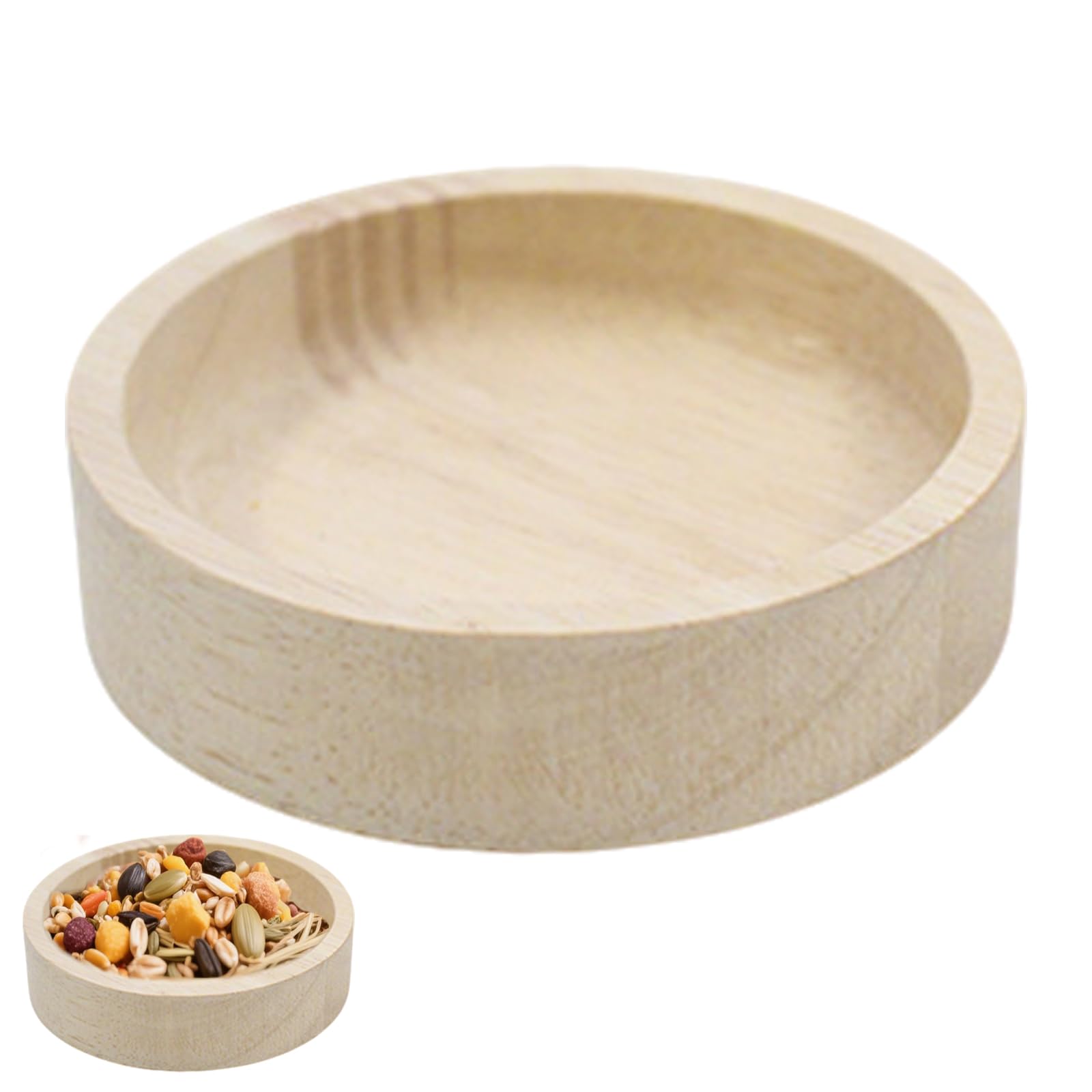 KinetiCore Natural Wood Hamster Bowl, Waterproof Washable Small Pet Food Bowl, Anti-Bite Non-Toxic Wooden Feeding Bowl for Guinea Pigs, Gerbils, Rats, Hedgehogs & Small Animals