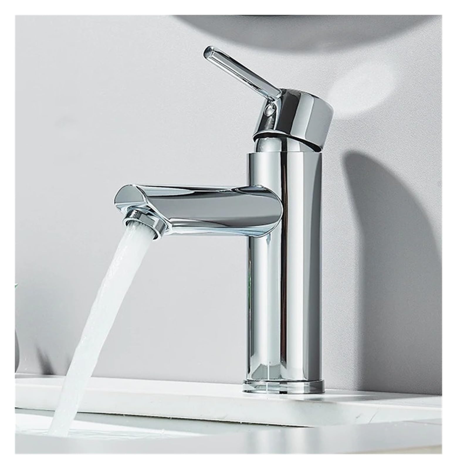 Mitigeur de salle de bains en inox à poignée unique avec contrôle fluide chaud et froid