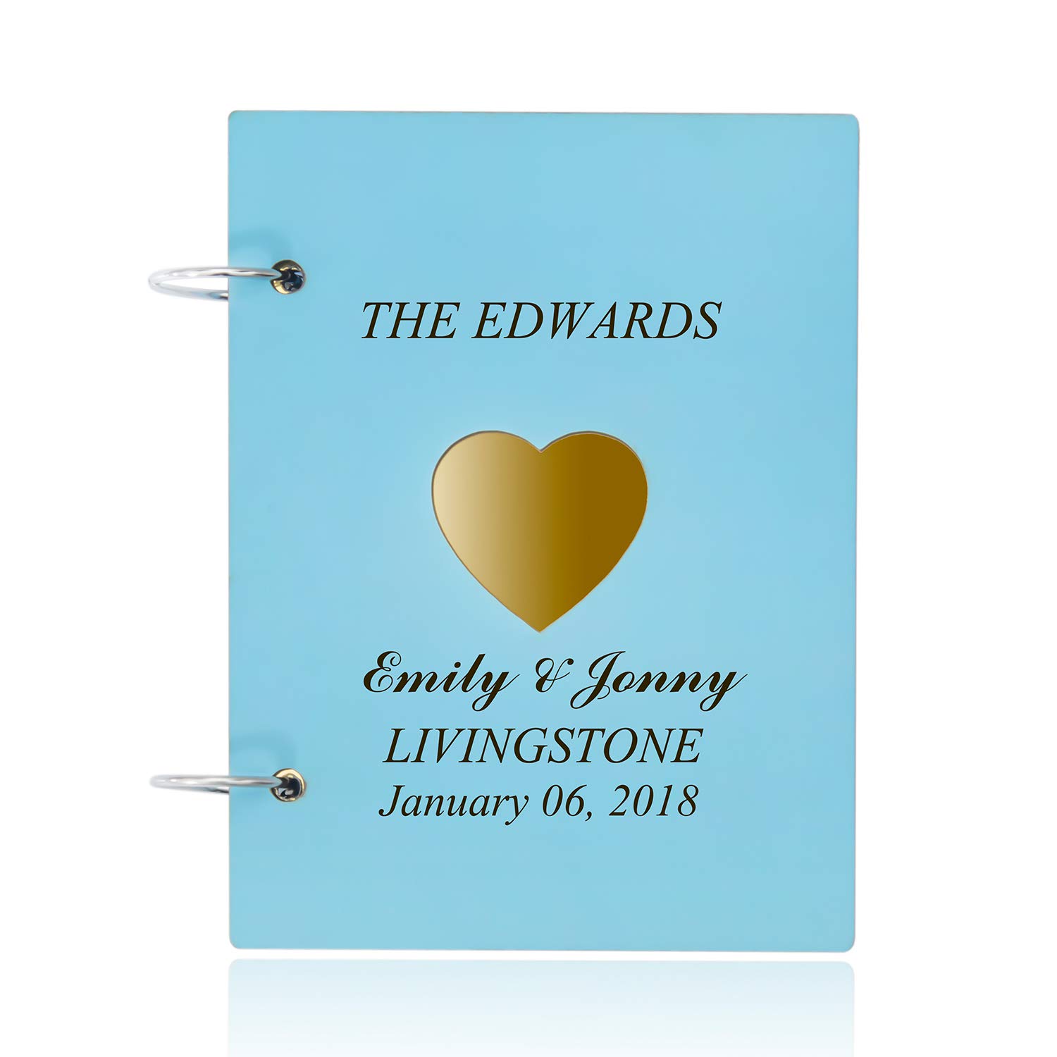 Caramel Sweet Life- Personalized Wedding Bridal Guest Book Mr Mrs Unique Wood Hardcover Finish Options (Blue)