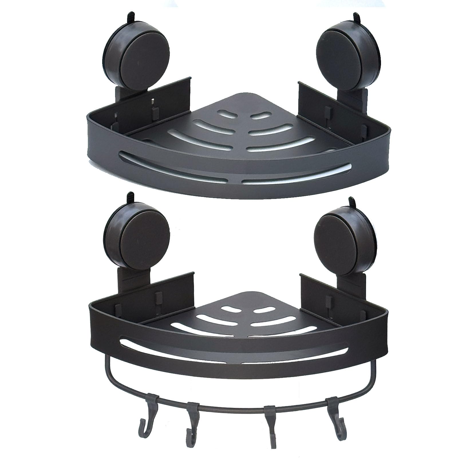 2Pack Suction Cup Corner Shelf No Drill Bathroom Wall Mounted Organizer Space Saving Triangle Shower Caddy for Toiletries