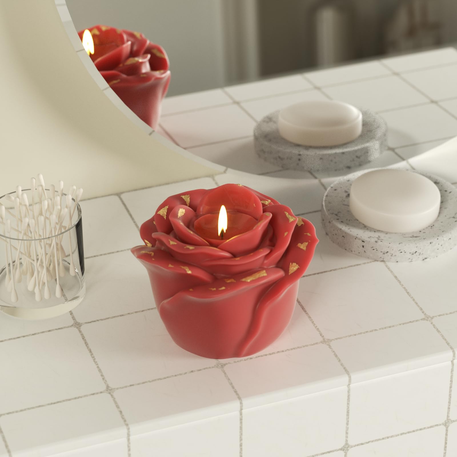BOOWAN NICOLE Bloom Rose - Stampi in silicone per candele, 3D, per la produzione di candele, decorazioni artigianali (LZ0856)