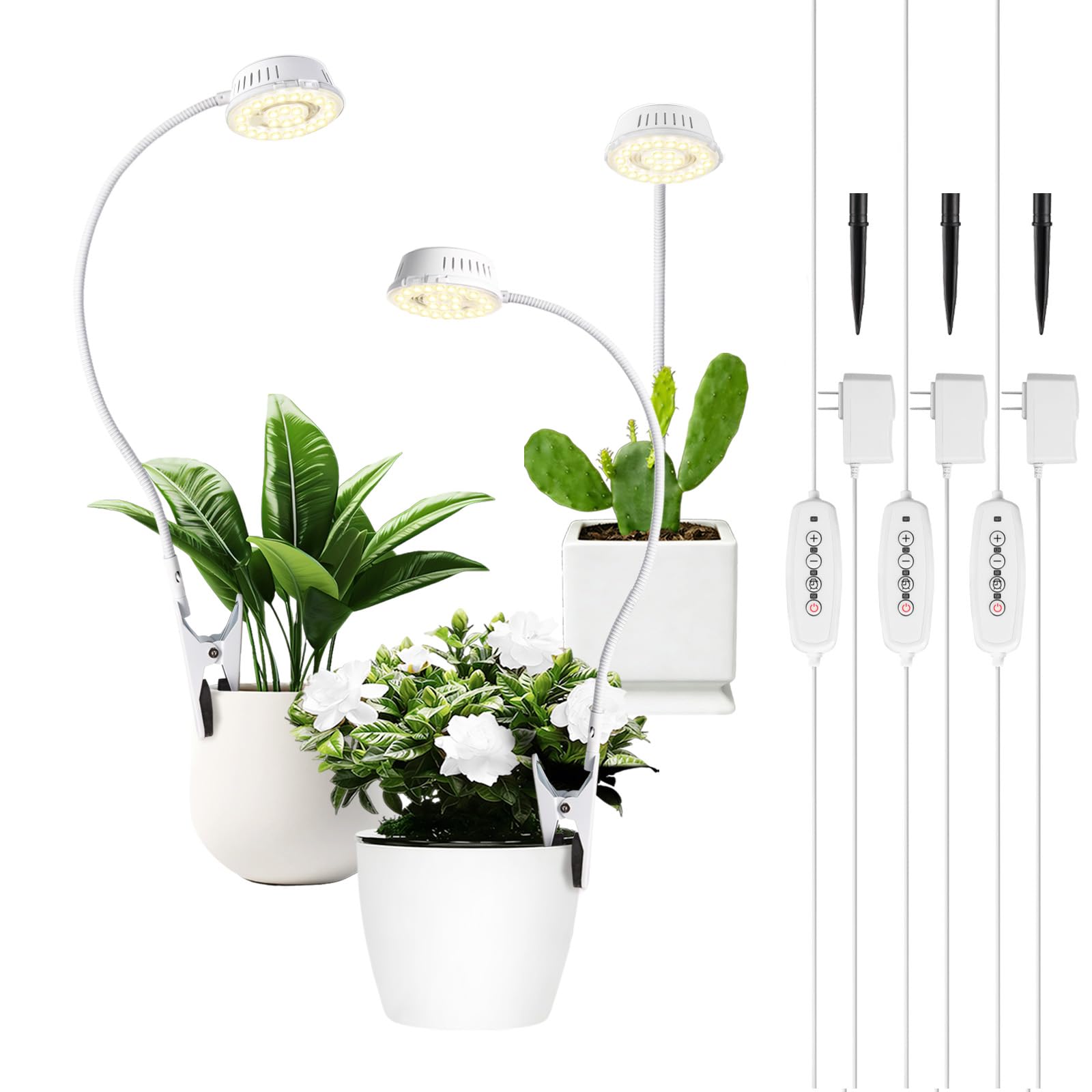 Photo 1 of LORDEM Grow Lights for Indoor Plants, Clip-on Gooseneck Plant Lights for Indoor Growing?Full Spectrum LED Plant Light with 5 Dimming Levels,Auto On/Off Timer (6/8/12/16 Hrs),White,3 Packs