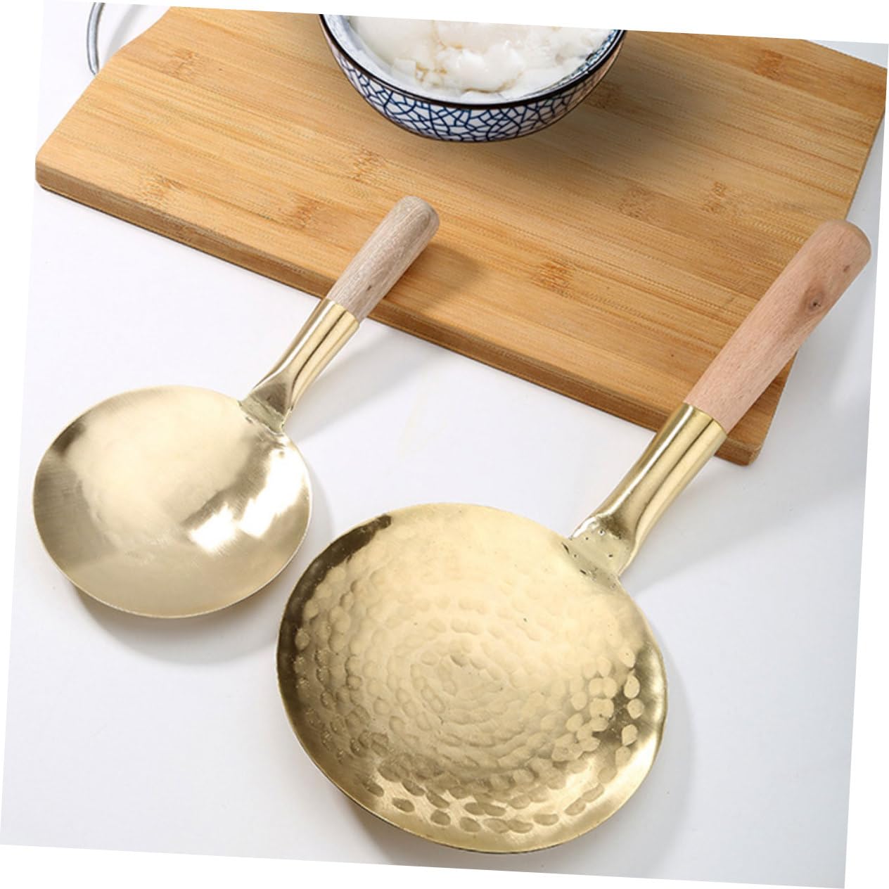 COLLBATH Lot De 3 Louches De Cuisine Robustes En Cuivre Pour Tofu Poignée Confortable Pour Un Service Efficace