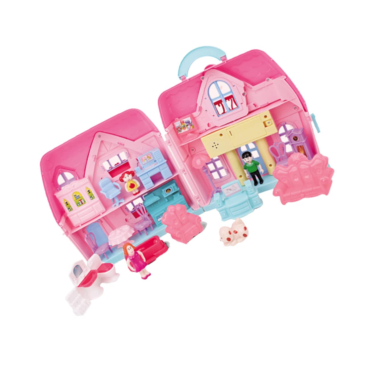 Toddmomy 1 Set Storage Box House with Accessories Creative House House Kit Mini Doll House Adorable House House Plastic Pink