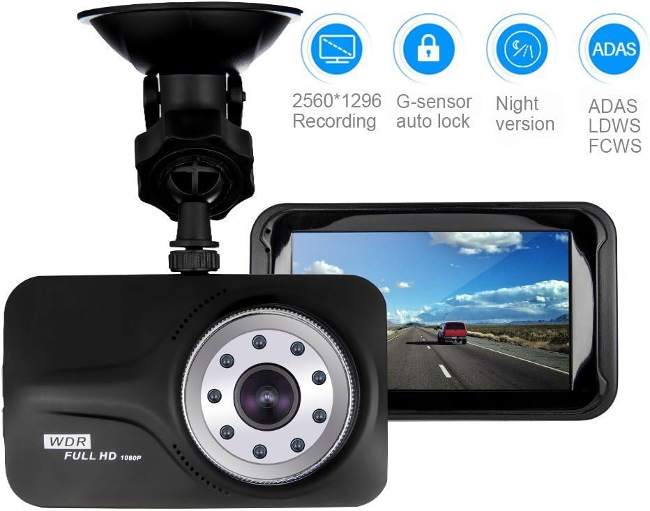 Dash Cam- aiworth Full HD Car Driving Recorder, Car Driver Camera Recorder with 3 Inch LCD Screen, 170 Degree Wide Angle
