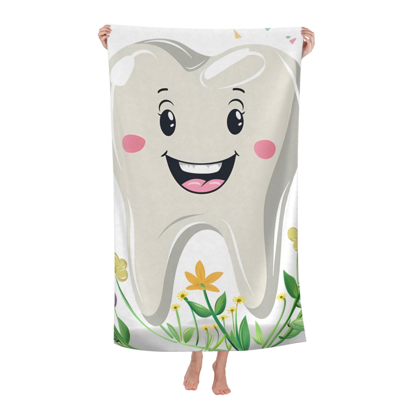 LSRCPD Beach Towel Dentist Dental Assistant Oral Hygienist Tooth Flower Microfiber Beach Towels Blanket Oversized Tropical Big Extra Large XL Pool Towels Quick Dry Sandproof for Women Girls Kids