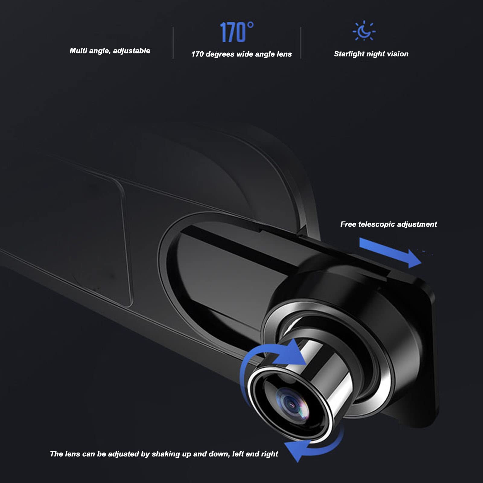 9in Vista Posteriore Specchio Auto Registratore 2K HD Night WiFi Connetti 170 Gradi Dash CAM CONTROLLO ANGOLO DI ANGOLA PER CAR K66 (K66)