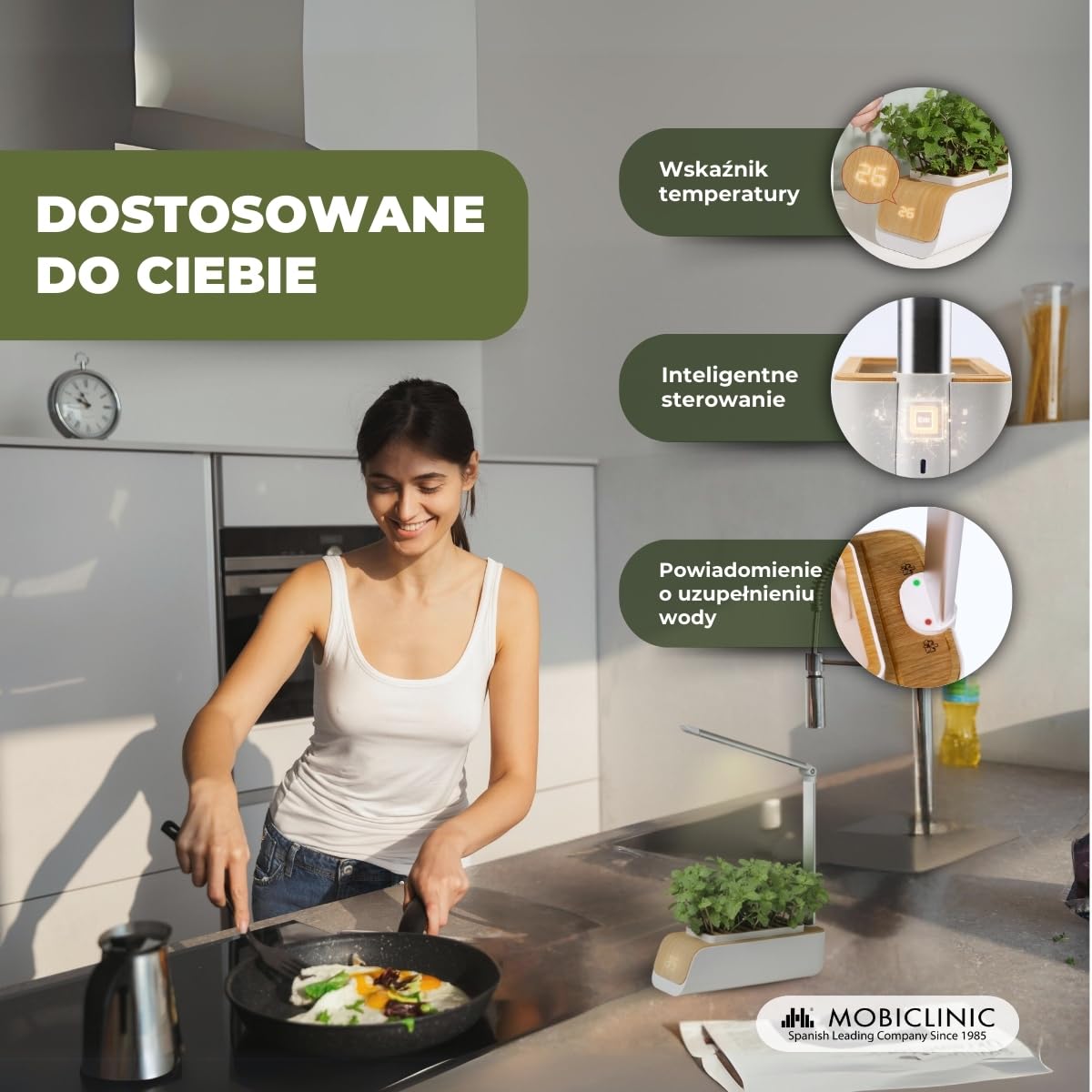 Mobiclinic®, Hydroponiczny system uprawy, Mini-grow, Światł do regulowana wysokość i kąt, Timer wody przypomnienie, Zestaw kiełkowania roślin, Automatyczna dioda led, 4, 5 w