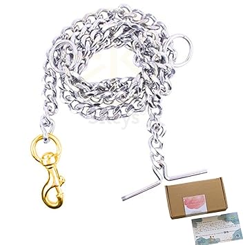 3Keys Super Heavy Weight Dog Leash Diamond Cut Heavy Duty Dog Chain with Brass Hook for Large Dogs (63 Inches Thickness: 2cm)