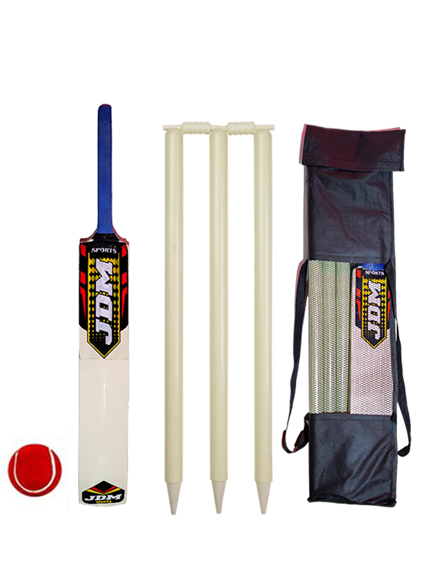 JDM Sports Popular Willow 6 no Premium Cricket Kit for 14-16 yrs Age containg 1 Cricket bat,3 Stumps,2 bails and 1 Tennis Ball
