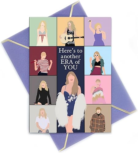 Convjosc Tarjeta de cumpleaños con música, tarjeta de felicitación inspirada en la cultura pop, tarjeta de cumpleaños Eras Tour para mejor amiga e