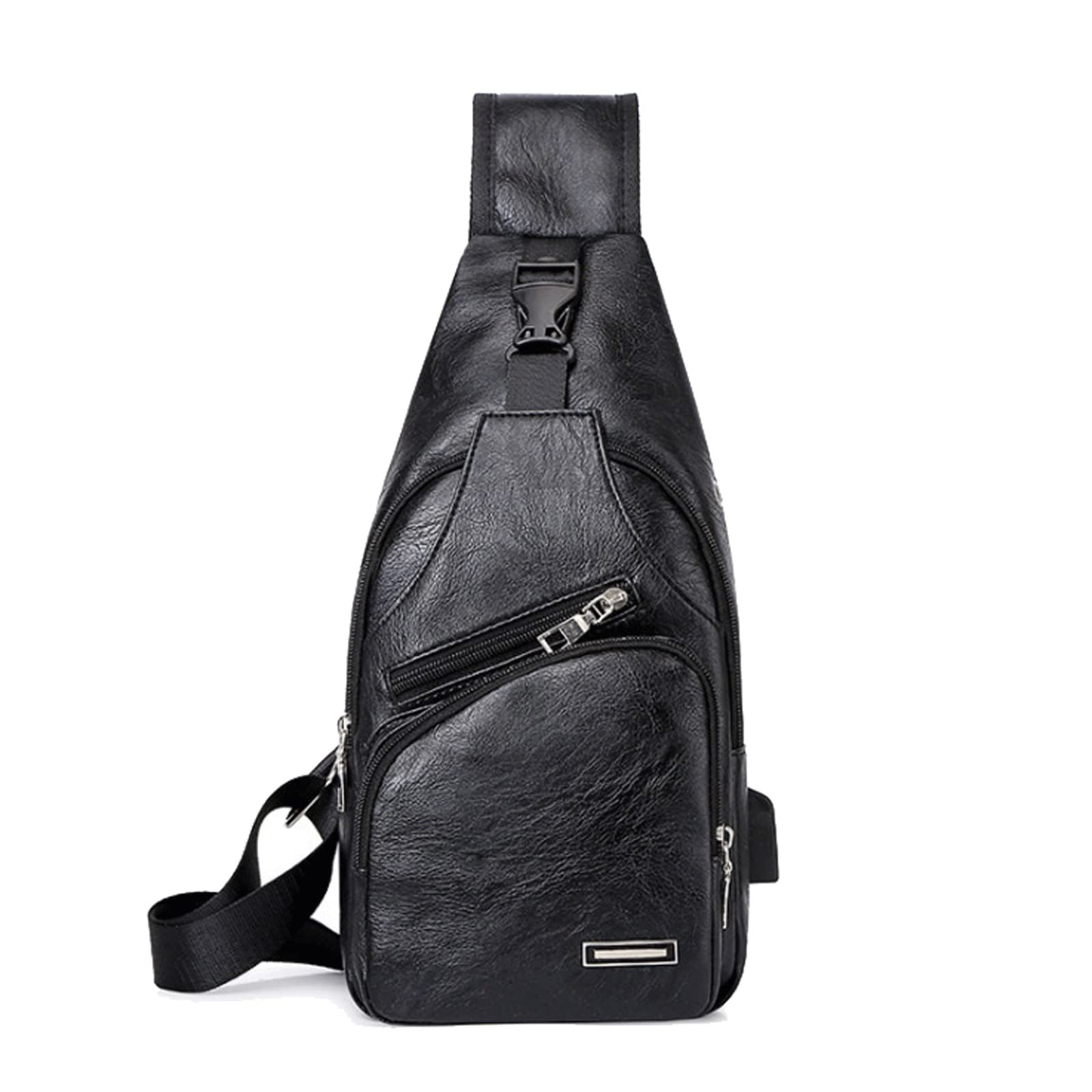 DieffematicDJ Umhängetasche Herren Herren Pu. Leder Umhängetasche Functional Travel Aufbewahrungstasche Herren Sling Taille Tasche Dokument Aufbewahrung Brusttasche (Color : Black)