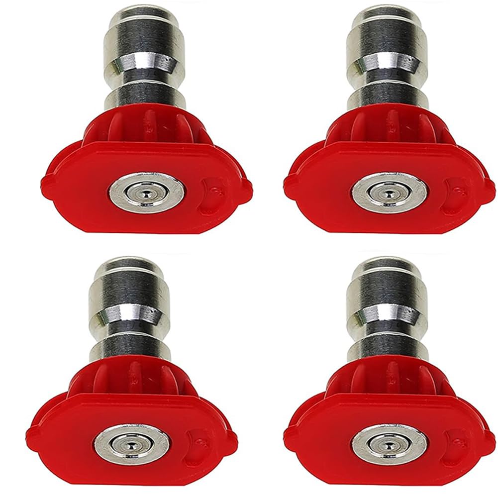 Pressure Washer Nozzle, 4-Pack Pressure Washer Nozzle Tips 0-40 Deg 1/4" QC 4000 Psi Hole 0.98-1.51mm(0° (4 Pieces),Hole Diameter 0.98mm (0.039in))