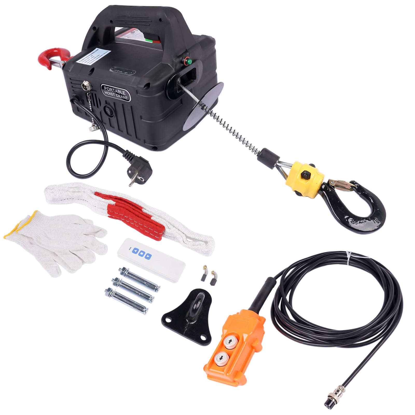 3 in 1 Paranco elettrico 1500W 300KG Argano Elettrico Portatile con finecorsa a infrarossi migliorato per Garage Magazzini Costruzione Domestica Hopzty