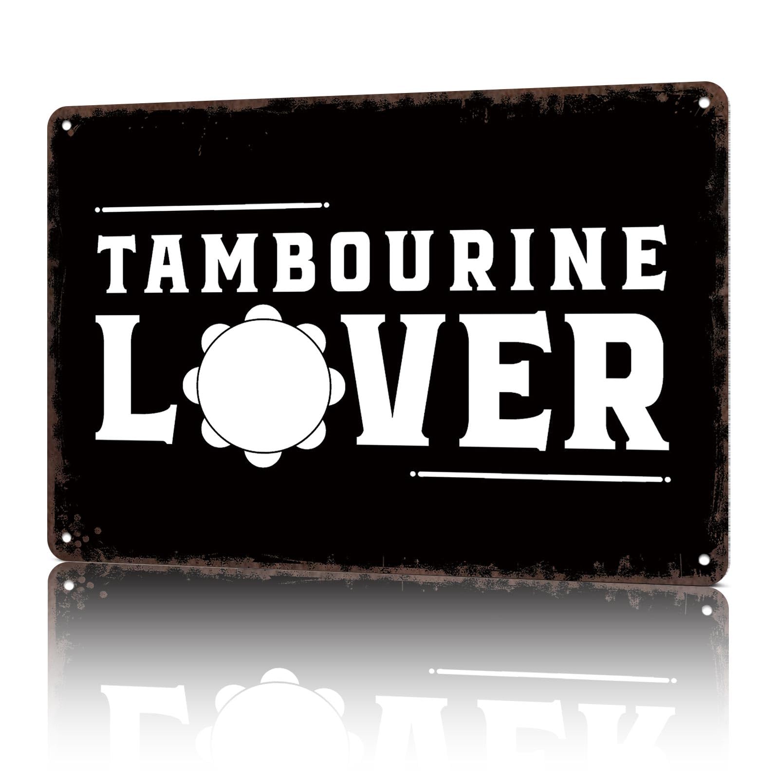 KWQDOZF Vintage Metal Signs Tambourine Lover Funny Tin Sign Poster Wall Art For Home Room Bedroom Office Decor 8x12inch