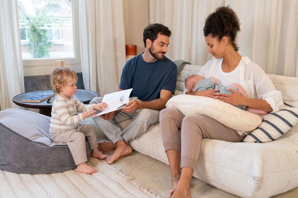 doomoo Transat Bébé Evolutif Fauteuil Enfant Seat'n Grow- Dès la Naissance et jusqu'à 25kg - Ultra Confort - Remplissage Microbilles et Tissus en Coton Doux Oeko-Tex et GOTS, Gris