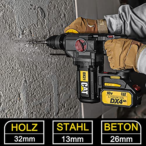 CAT Caterpillar DX21 4 in 1 Bürstenlos Akku Bohrhammer, 2.2J, SDS plus Wechselfutter, 0-1210 /min Leerlaufdrehzahl und 0… – Bild 6