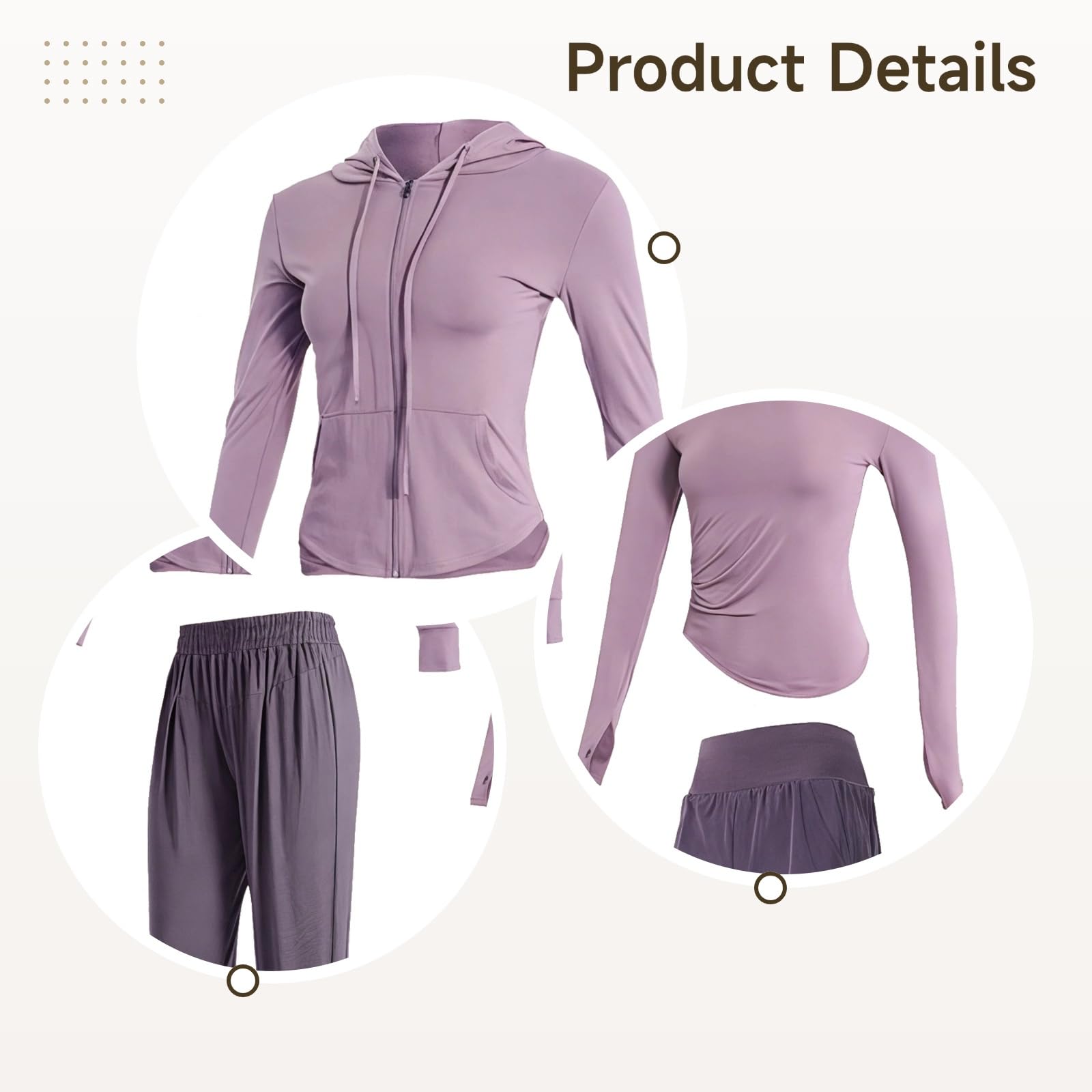 Conjunto de ropa deportiva de 5 piezas para mujer, camisetas de yoga con mangas largas, tela transpirable de elastano y poliéster, se adapta a tallas de 5 pies a 5 pies 11 pulgadas, 176 a 331, Gris y