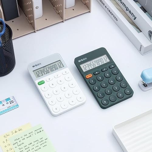 Miniatura 2 de M&G Calculadora mini calculadora de escritorio de bolsillo, pantalla LCD grande de 12 dígitos, para oficina de negocios, escuela en casa, batería