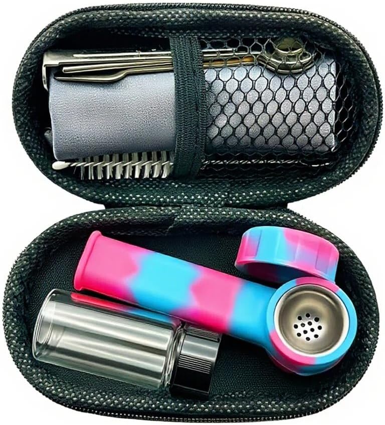 Portable Tobacco Pipe Set - Classic Retro Pipe Kit Comes with Full Set of Accessories(Color A)