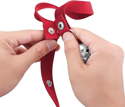 Miniatura 82 de Timbres de cuero para perro para perilla de puerta/entrenamiento para ir al aire libre, ajuste de longitud, campana colgante de entrenamiento