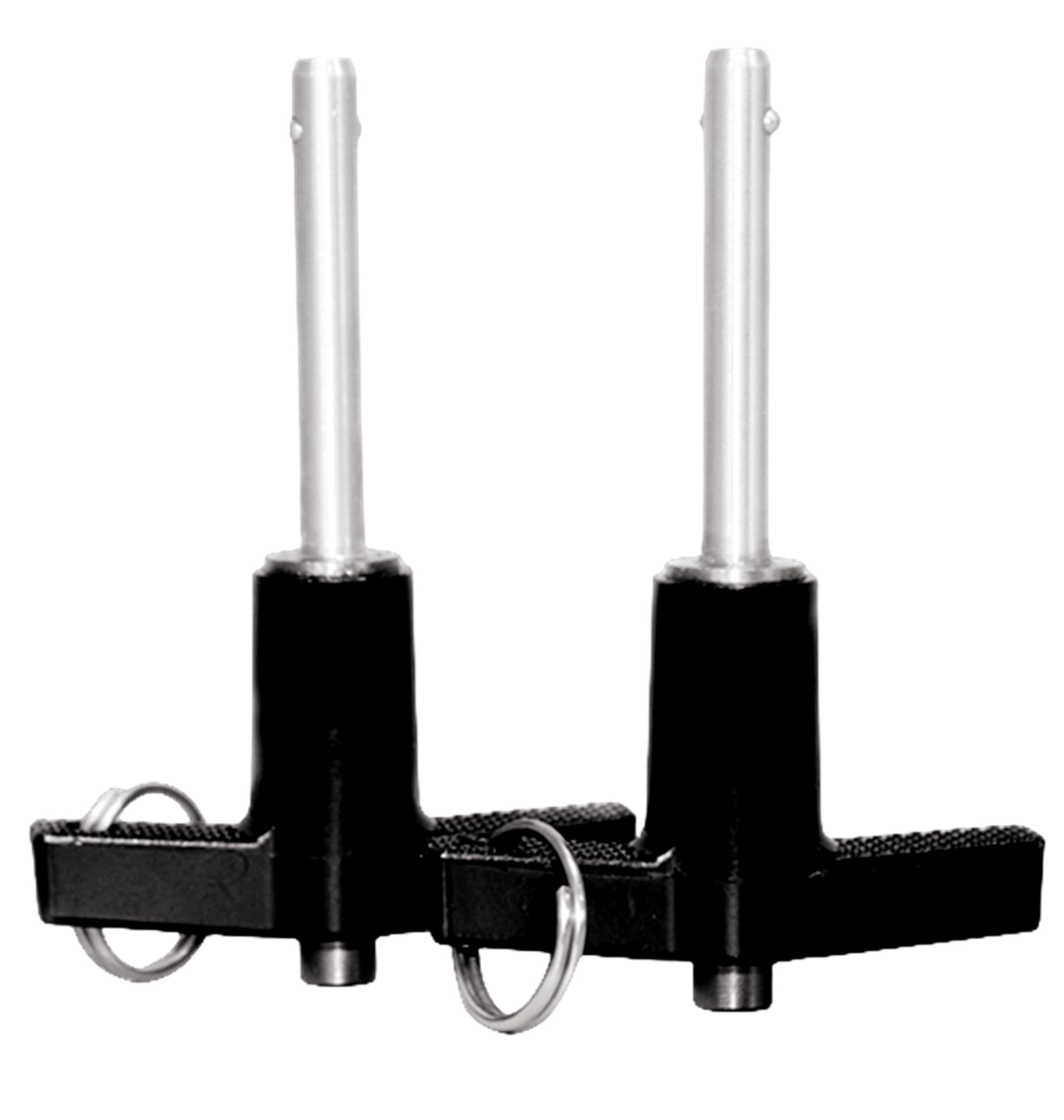 Pasadores de bloqueo de acero inoxidable 304 con botón de liberación rápida, mango en T, diámetro del pin 5/8 pulgadas (16 mm). Longitud de uso: 80 mm con cable de cordón (2 unidades, especificaciones