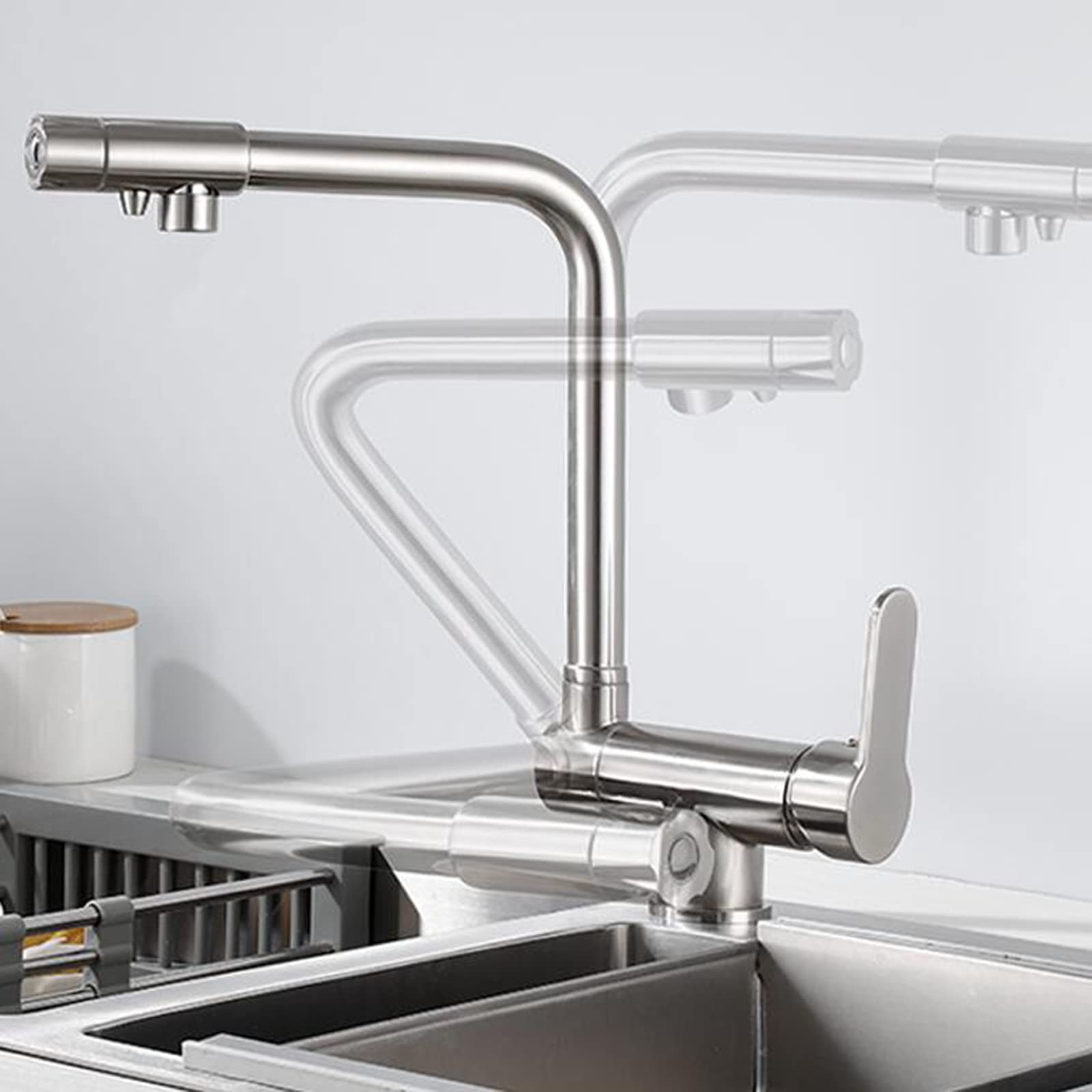 Aycdl Kitchen Faucet 3 Way Folding Kitchen Sink Faucets Brass Kitchen Faucet 360° Swivel Water Filter Faucet-Drawing