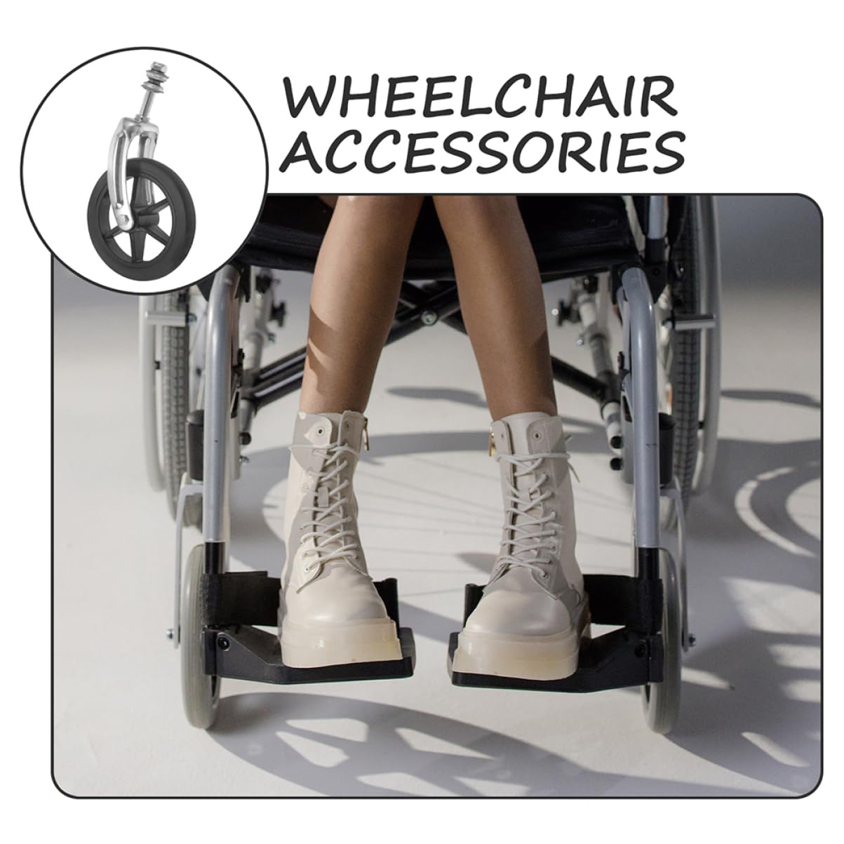 Ruedas Delanteras de Repuesto para Silla de Ruedas con Rodamientos 2 Piezas | Tubo de Acero y Goma, con Soporte Incluido, Recambio para Wheelchair, Mejora la Tracción Desplazamiento