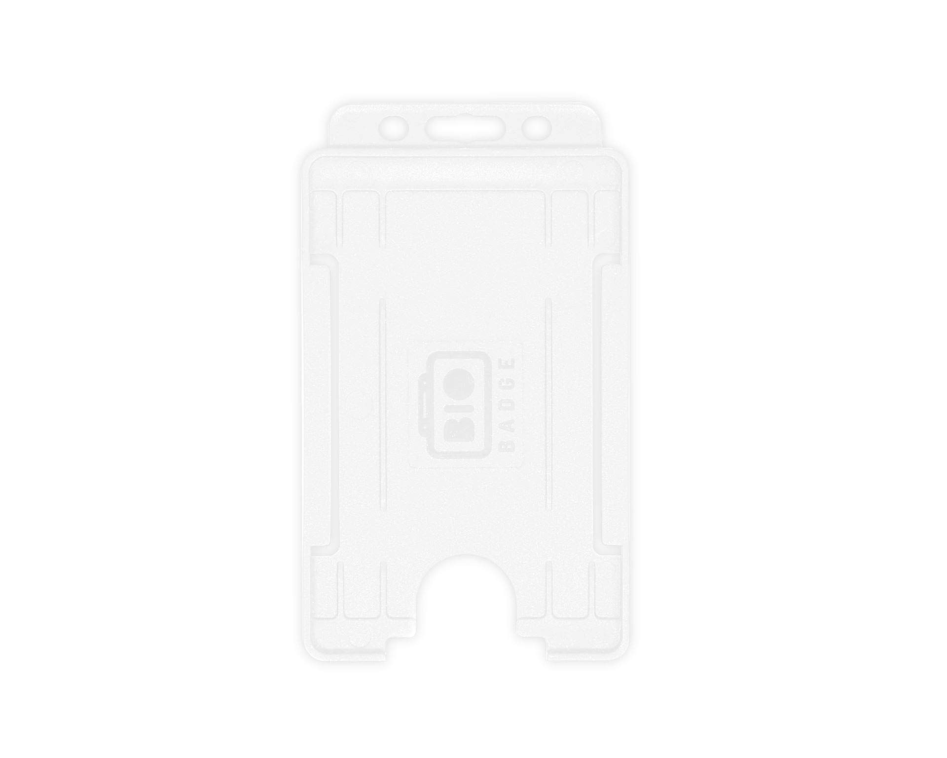 White BioBadge ID Card Holders Open-Faced for ID Badges, Portrait - Pack of 100