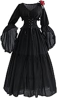 Vista 21 de NSPSTT Vestido victoriano, disfraz renacentista para mujer, vestido de bruja gótico, vestido de boda medieval