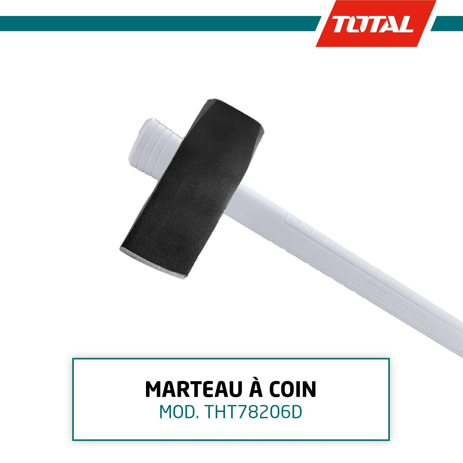 TOTAL - Masse compensée | 3 kg et 900 mm de longueur | Idéal pour le bois de chauffage | Coupe le bois épais et dur | Poignée en fibre de verre | Tête en acier au carbone forgé à chaud