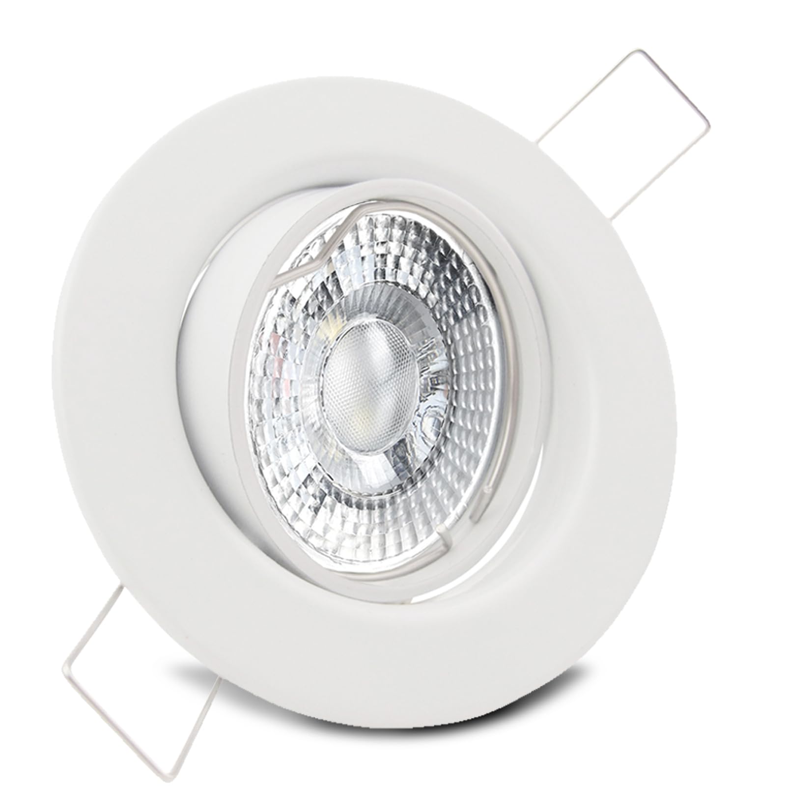 trendlights24 Decora LED Decken Einbaustrahler flach 35 mm 5W 230V 10er Set | Weiß, rund, LED Spots, Warmweiß, 3000k, 400lm, austauschbar, Einbauleuchte, schwenkbar, 68 mm Lochmaß