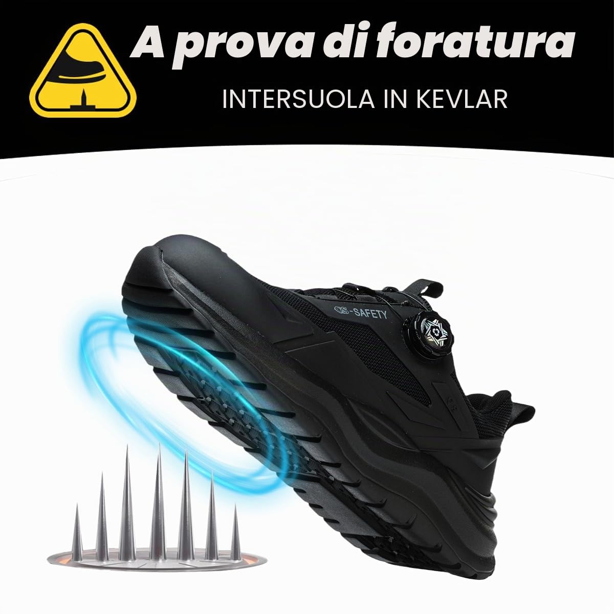Scarpe Antinfortunistiche Uomo Donna Scarpe da Lavoro Impermeabili Leggere Antiscivolo con Punta in Acciaio S1P Invernali Estive Nero 47