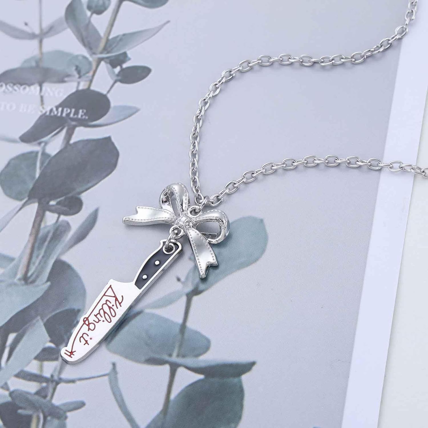 Andelaisi Boho Bow Choker Necklace Vintage Knife Pendant Necklace Vintage Bowkont Necklaces Gothic Knife Dagger Pendant Necklaces for Women - Image 4