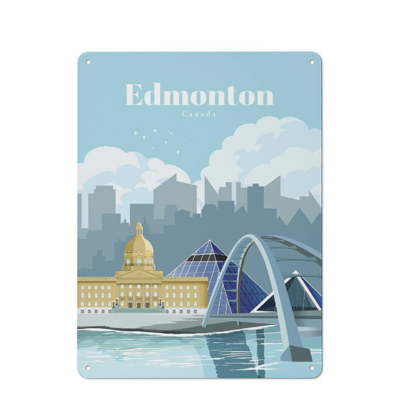 Junmoney Travel To Edmonton Metal Wall Sign 40X30cm Featuring For Café Or Home Bar, A Winter Wall Decor Update For Hospitality Decor Collectors